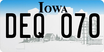 IA license plate DEQ070