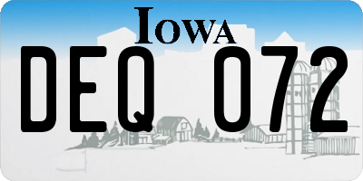 IA license plate DEQ072