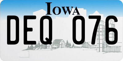 IA license plate DEQ076