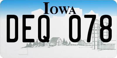 IA license plate DEQ078