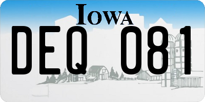 IA license plate DEQ081