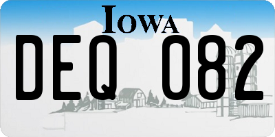 IA license plate DEQ082