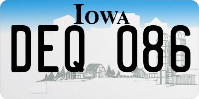 IA license plate DEQ086