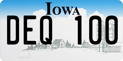 IA license plate DEQ100