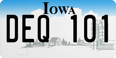 IA license plate DEQ101