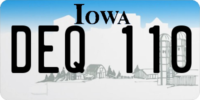 IA license plate DEQ110