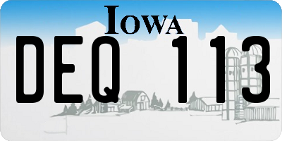 IA license plate DEQ113