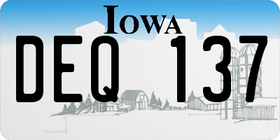 IA license plate DEQ137