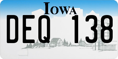 IA license plate DEQ138