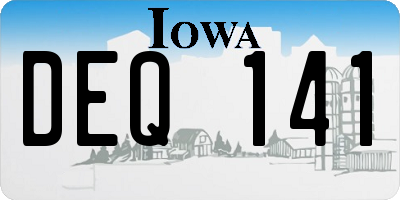 IA license plate DEQ141