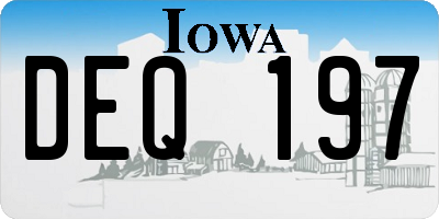 IA license plate DEQ197