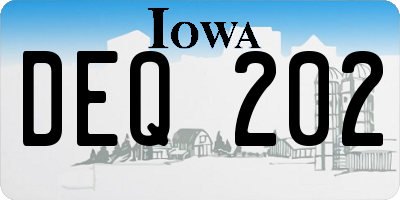 IA license plate DEQ202