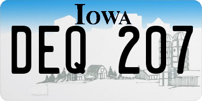 IA license plate DEQ207