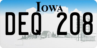IA license plate DEQ208