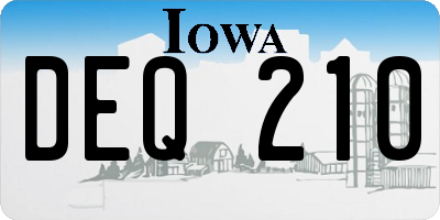 IA license plate DEQ210