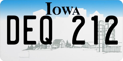 IA license plate DEQ212