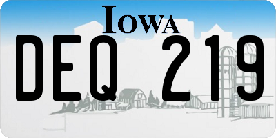 IA license plate DEQ219