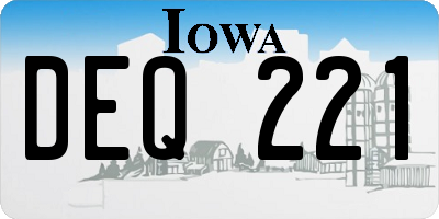 IA license plate DEQ221
