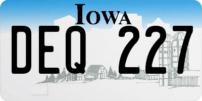 IA license plate DEQ227