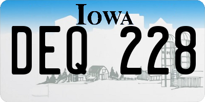 IA license plate DEQ228