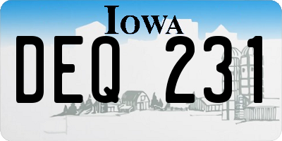 IA license plate DEQ231