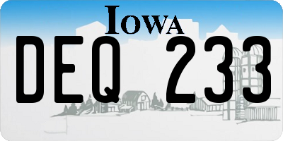 IA license plate DEQ233