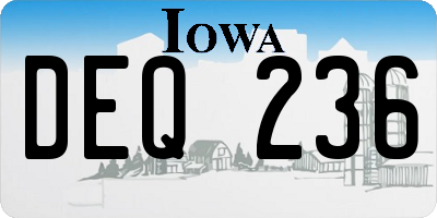 IA license plate DEQ236