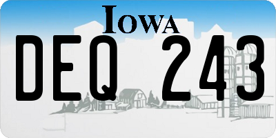 IA license plate DEQ243