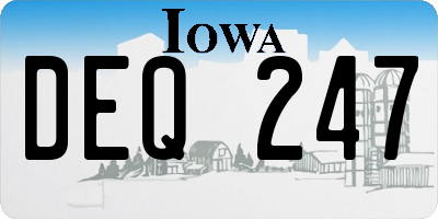 IA license plate DEQ247