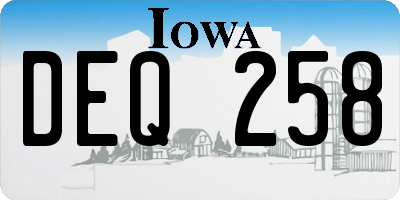 IA license plate DEQ258
