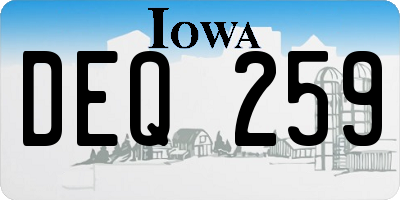 IA license plate DEQ259