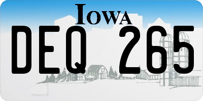 IA license plate DEQ265