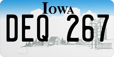 IA license plate DEQ267
