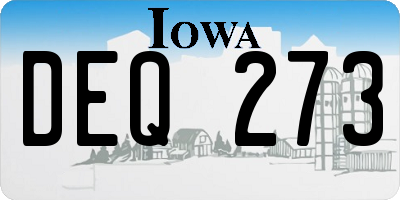 IA license plate DEQ273
