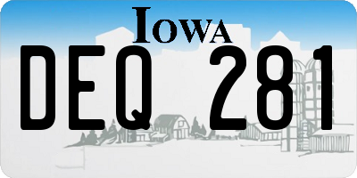 IA license plate DEQ281