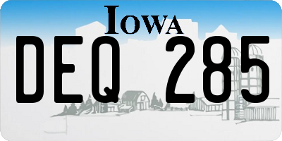 IA license plate DEQ285
