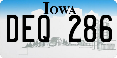 IA license plate DEQ286