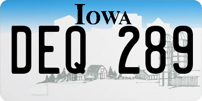 IA license plate DEQ289