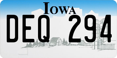 IA license plate DEQ294
