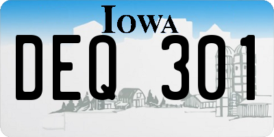 IA license plate DEQ301