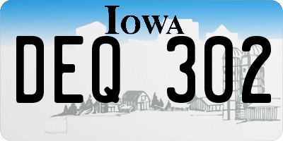 IA license plate DEQ302