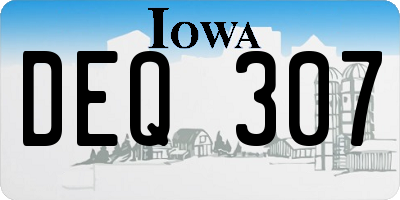 IA license plate DEQ307