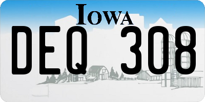 IA license plate DEQ308