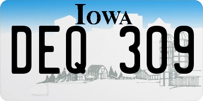 IA license plate DEQ309