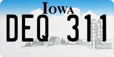 IA license plate DEQ311