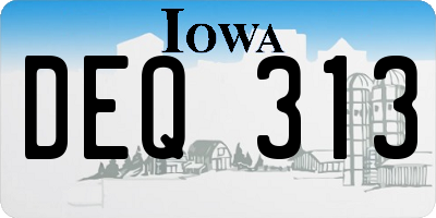 IA license plate DEQ313