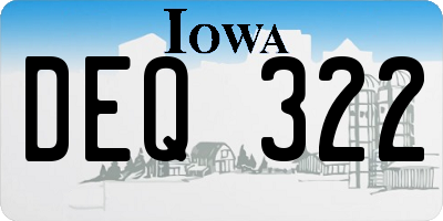 IA license plate DEQ322