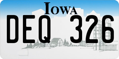 IA license plate DEQ326