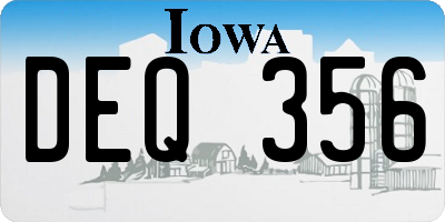 IA license plate DEQ356