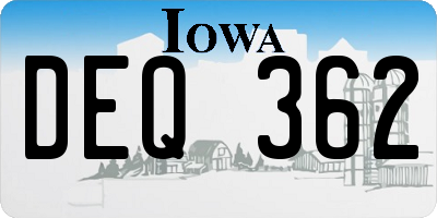 IA license plate DEQ362